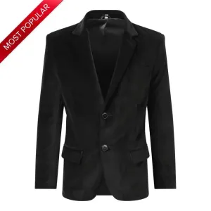 Black Velvet Slim Fit Formal Blazer (G20-VELVET)