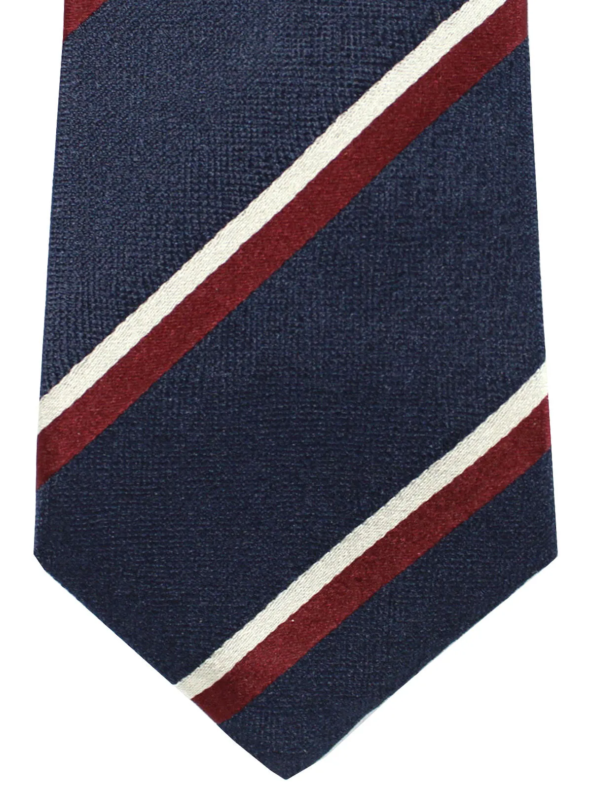 Brunello Cucinelli Silk Tie Navy Maroon Stripes