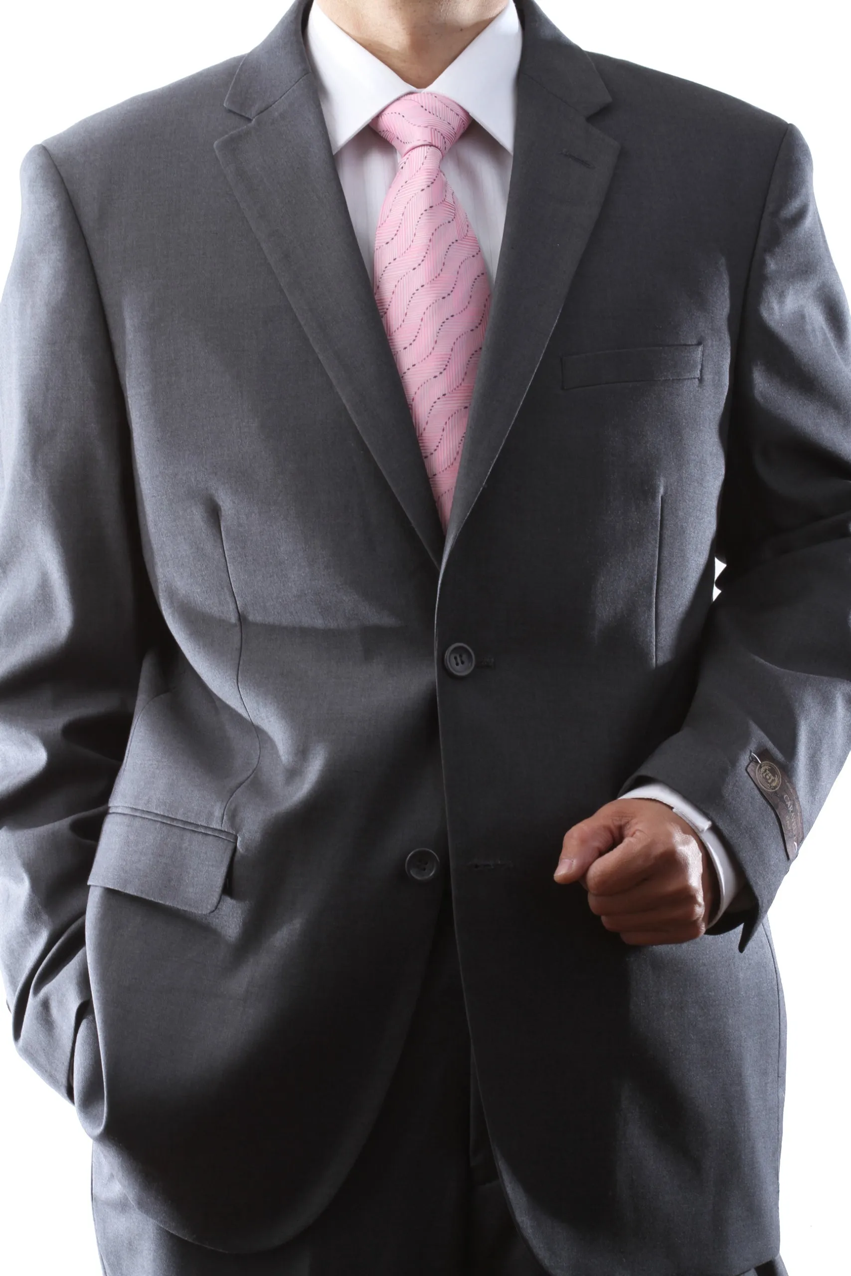 Caravelli Men's Super 150's Poly/Viscose Wool Feel Single Breasted 2 Button Regular Fit 2pc Suit Style S600512N in Grey Color (free shipping)