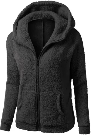Ceboyel Womens Fleece Jacket With Hood Sherpa Full Zip Up Hoodie Fuzzy Coats Trendy Lightweight Warm Winter Clothes 2023