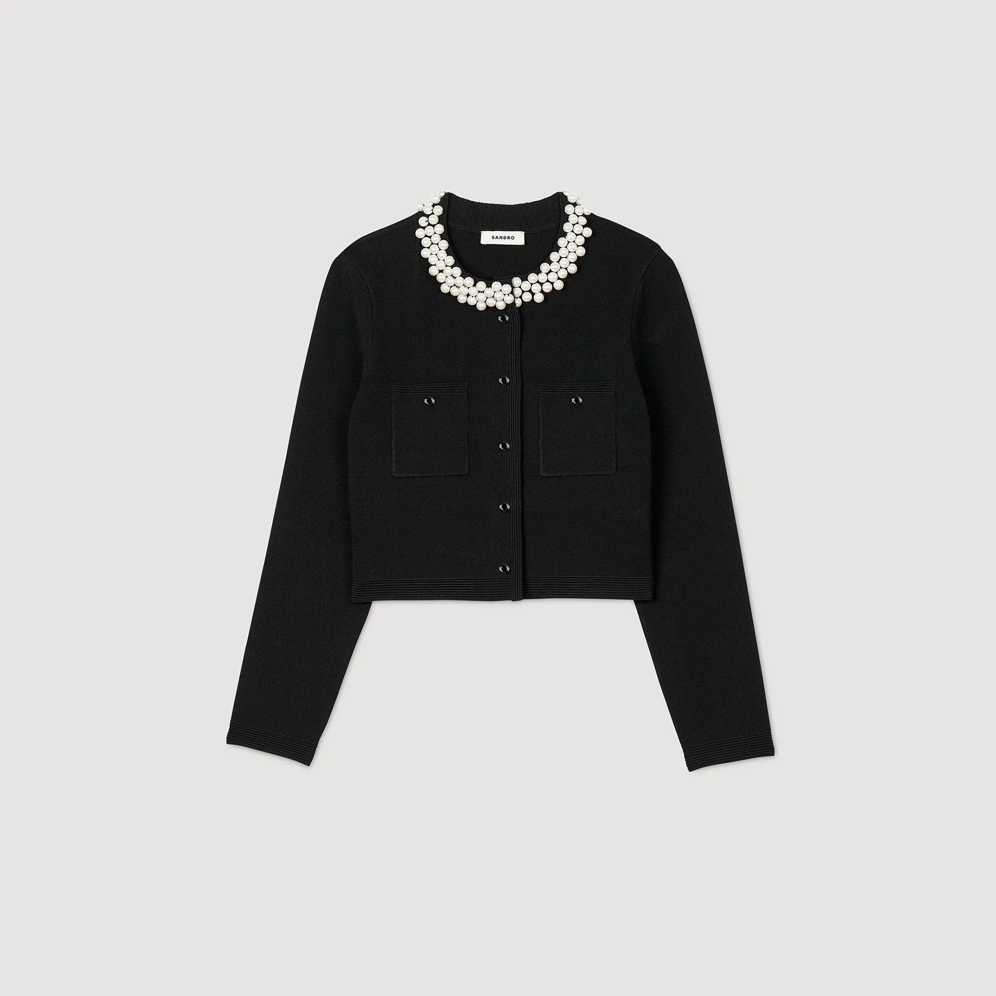Claranciana Cardigan With Beaded Collar Black
