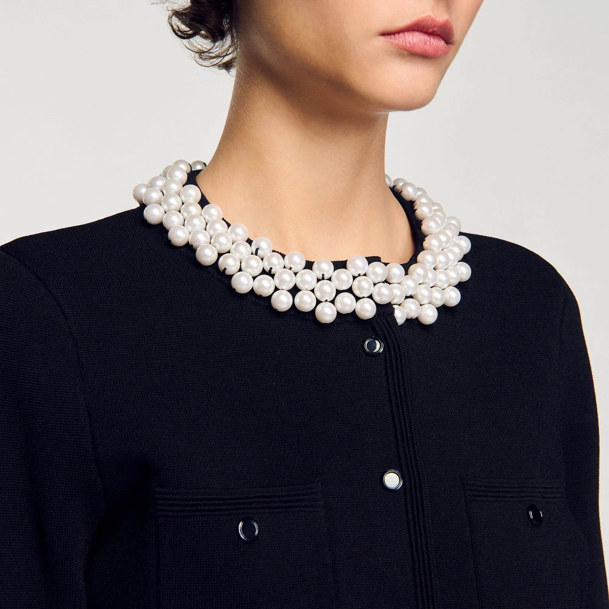 Claranciana Cardigan With Beaded Collar Black
