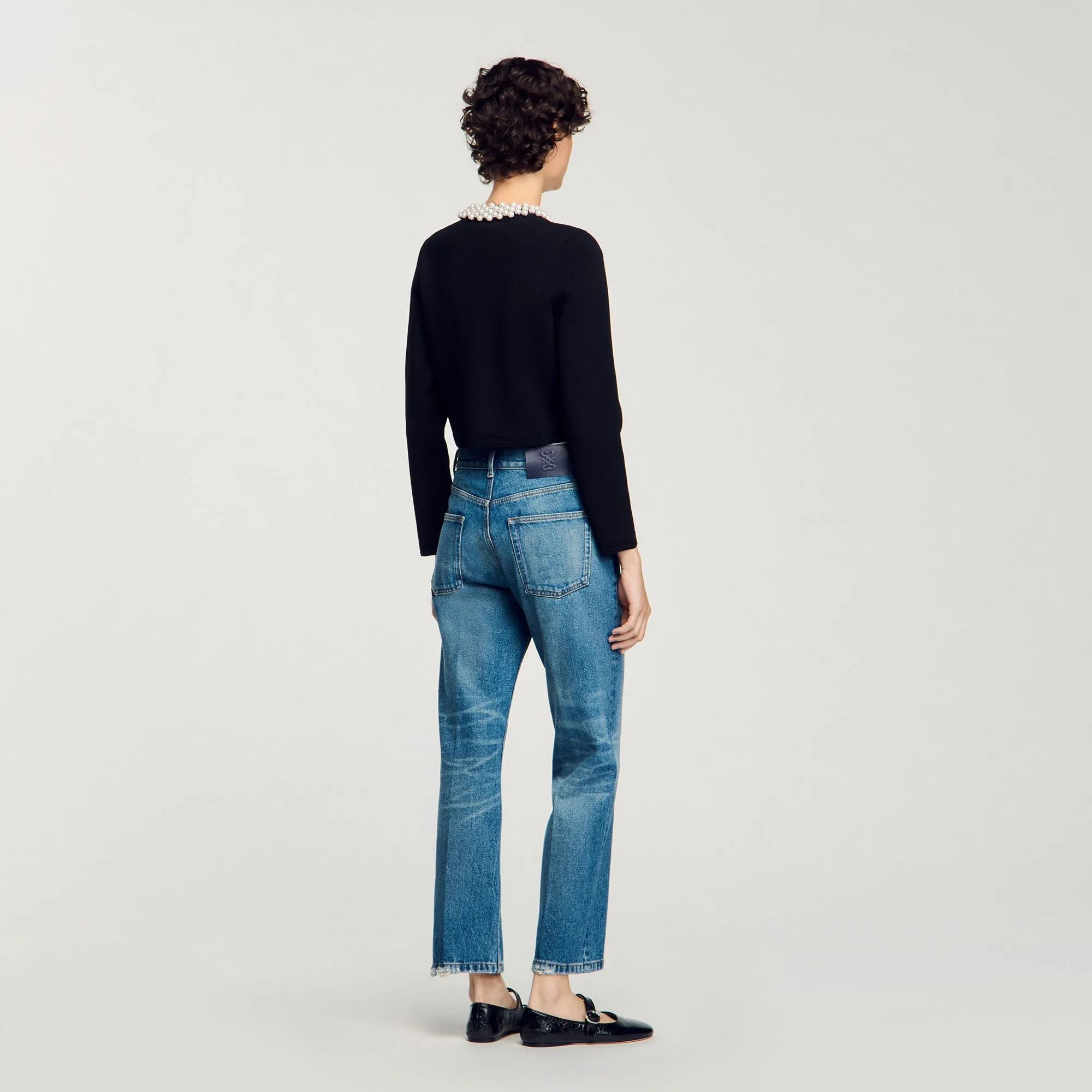 Claranciana Cardigan With Beaded Collar Black