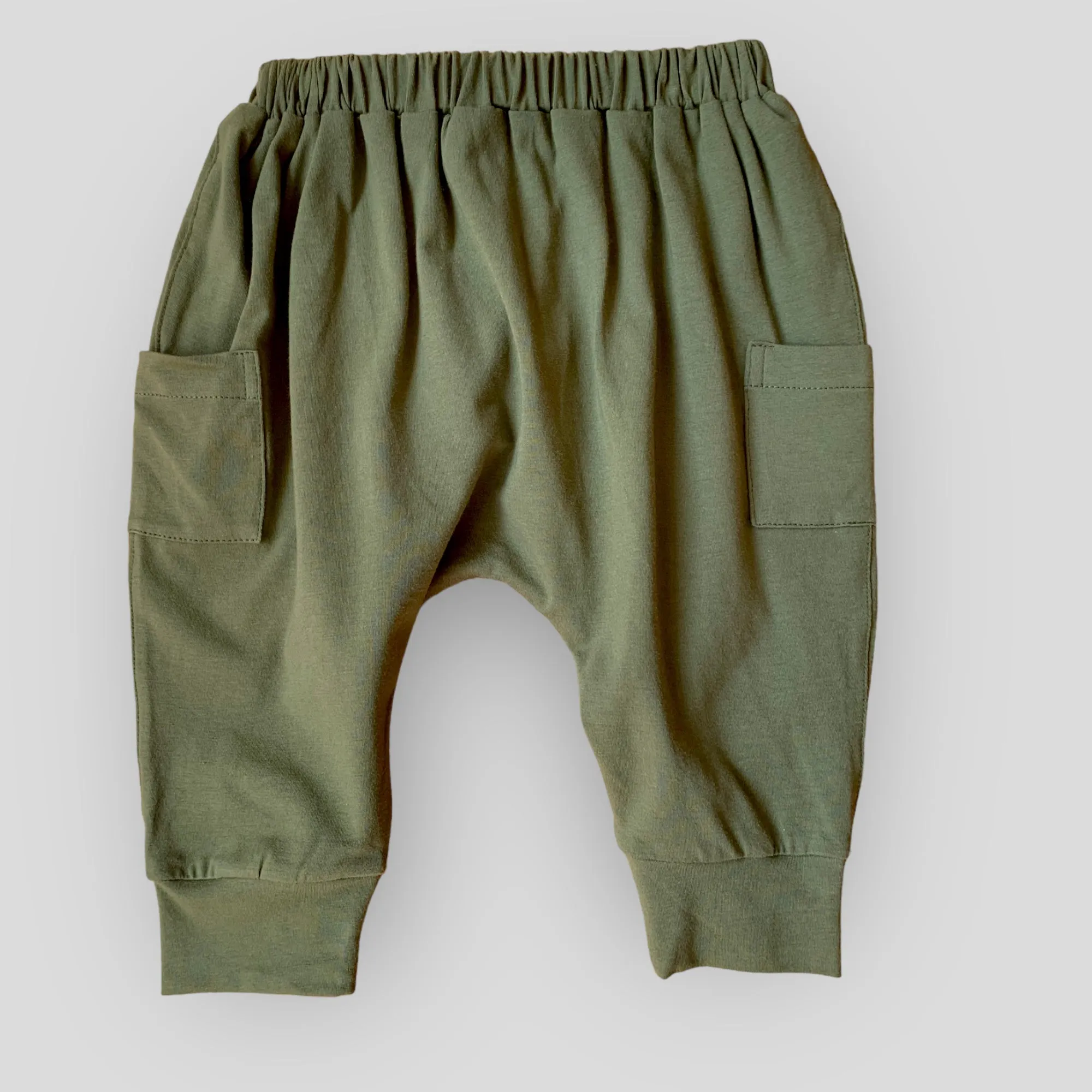 Cozy Cotton Knit Sage Green Jogger Pants for Babies and Kids