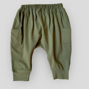 Cozy Cotton Knit Sage Green Jogger Pants for Babies and Kids