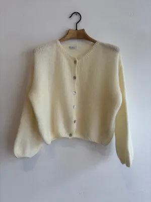 Cream Long Sleeve Mohair Cardigan