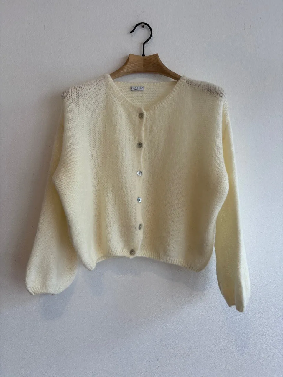 Cream Long Sleeve Mohair Cardigan