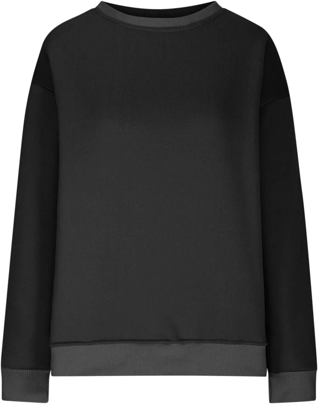 Crewneck Sweatshirts for Women Oversized Patchwork Casual Trendy Fall Tops Long Sleeve Pullover Sweaters with Pockets