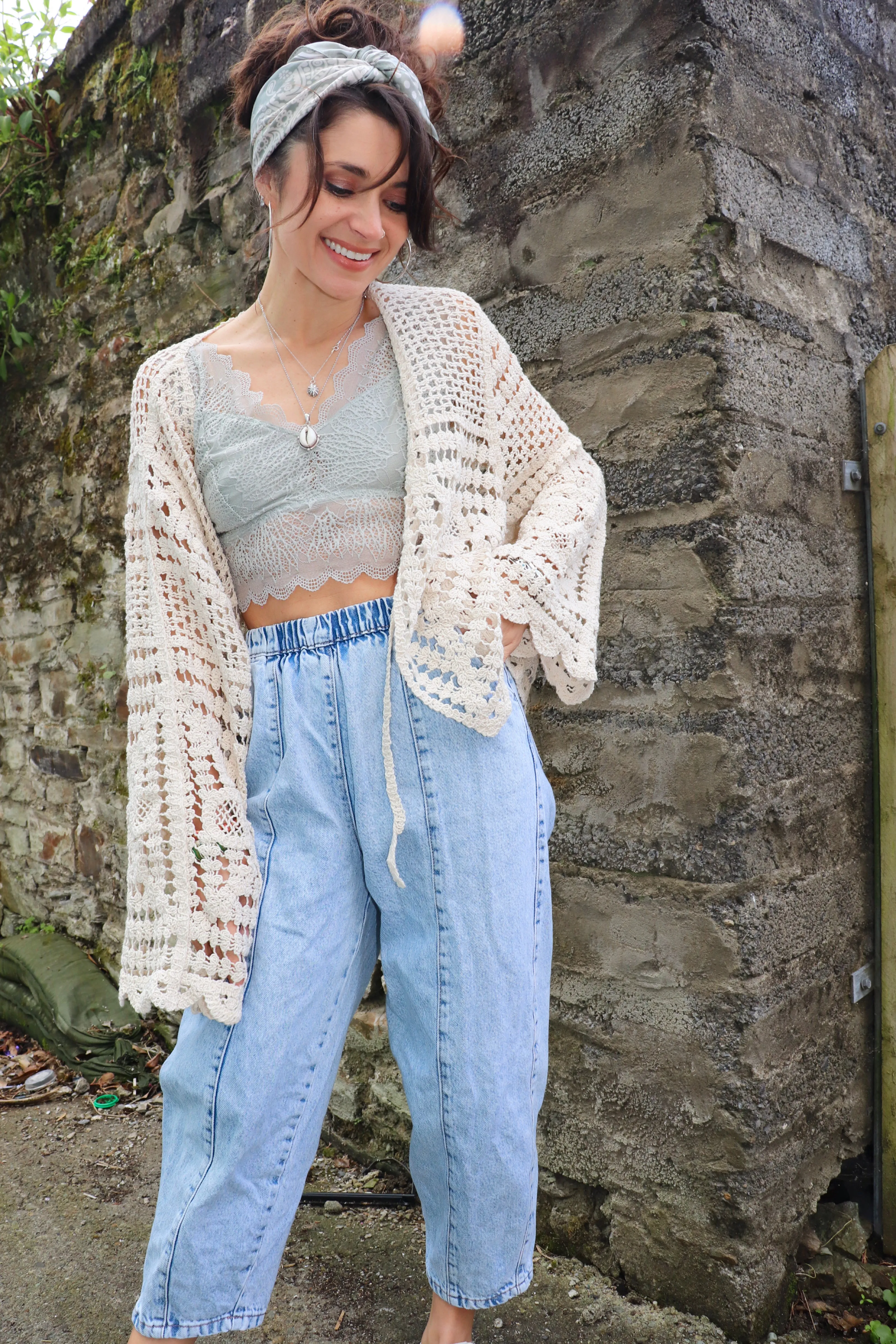 Crochet tie cardigan
