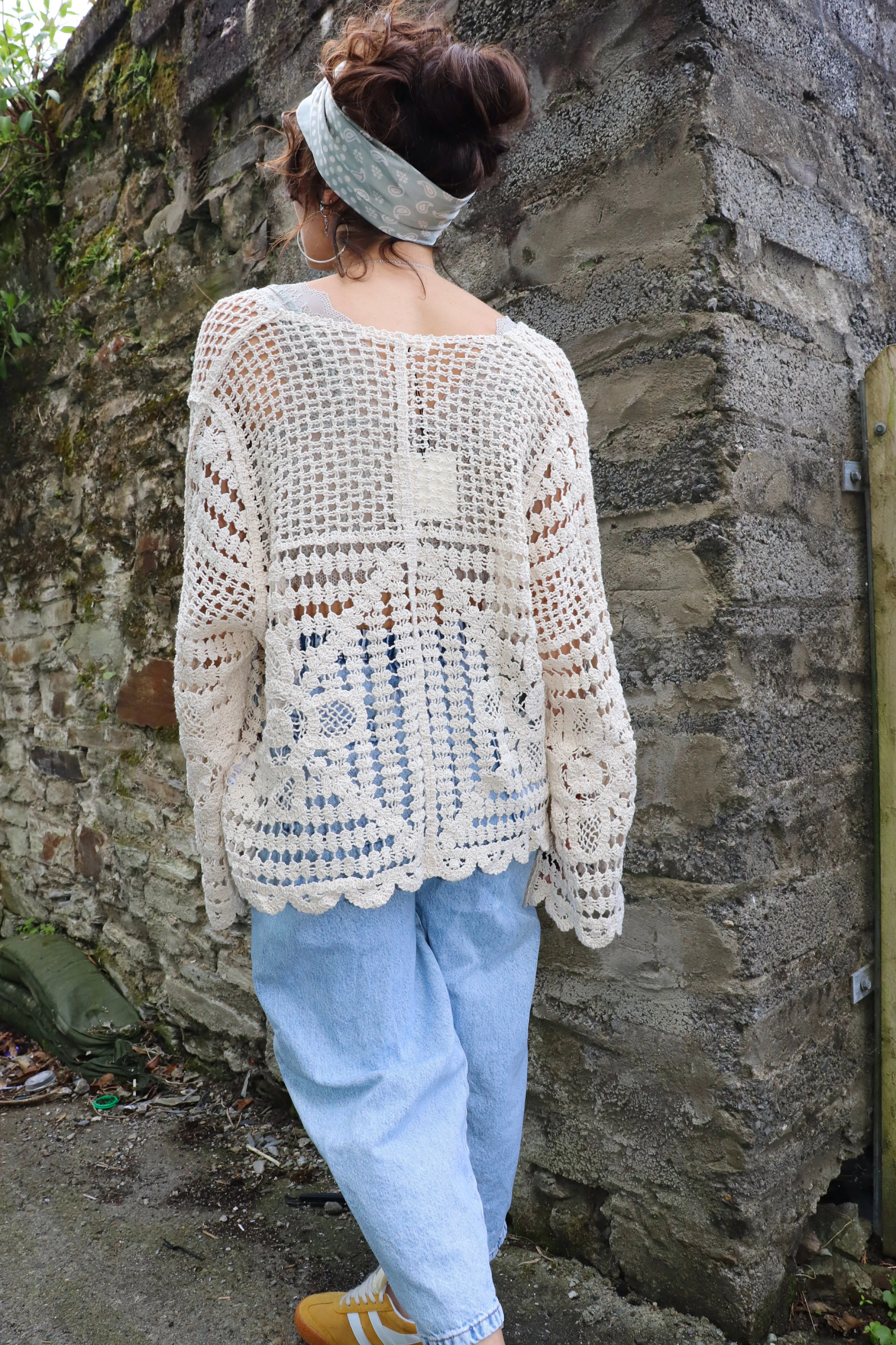 Crochet tie cardigan