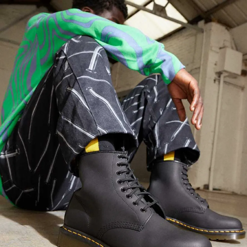 Dr. Martens Men's 1460 8 Eye Greasy Leather Lace Boot (Black)