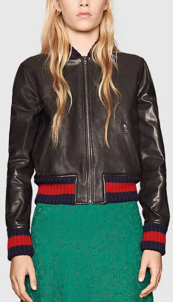 Dragonfly Embroidered Leather Jacket