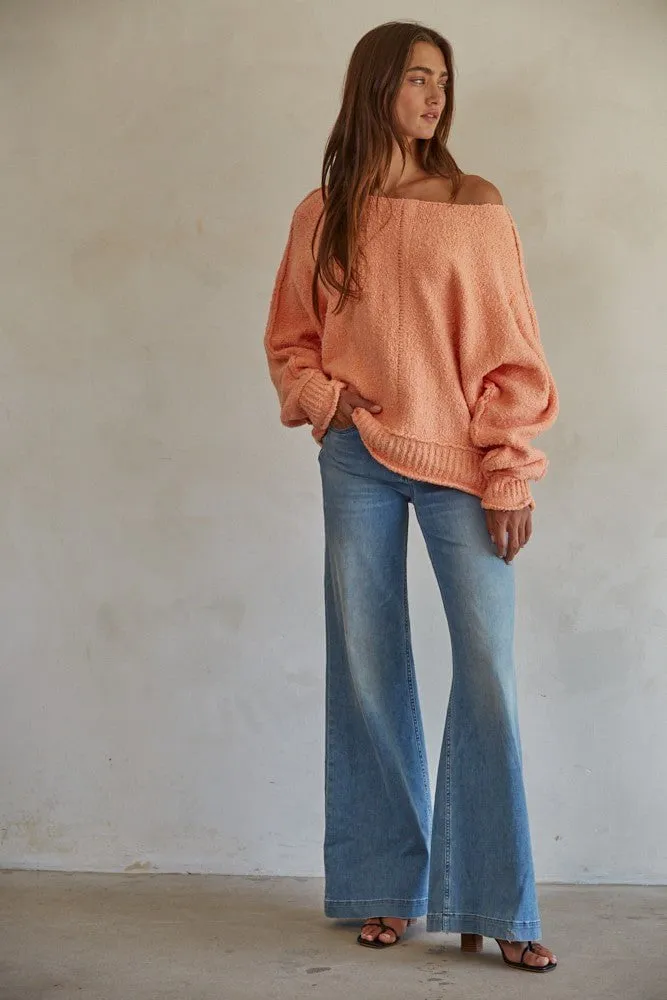 Elara Coral Knit Pullover Sweater
