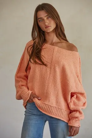 Elara Coral Knit Pullover Sweater