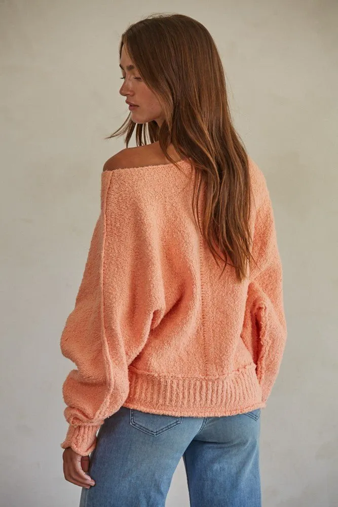 Elara Coral Knit Pullover Sweater