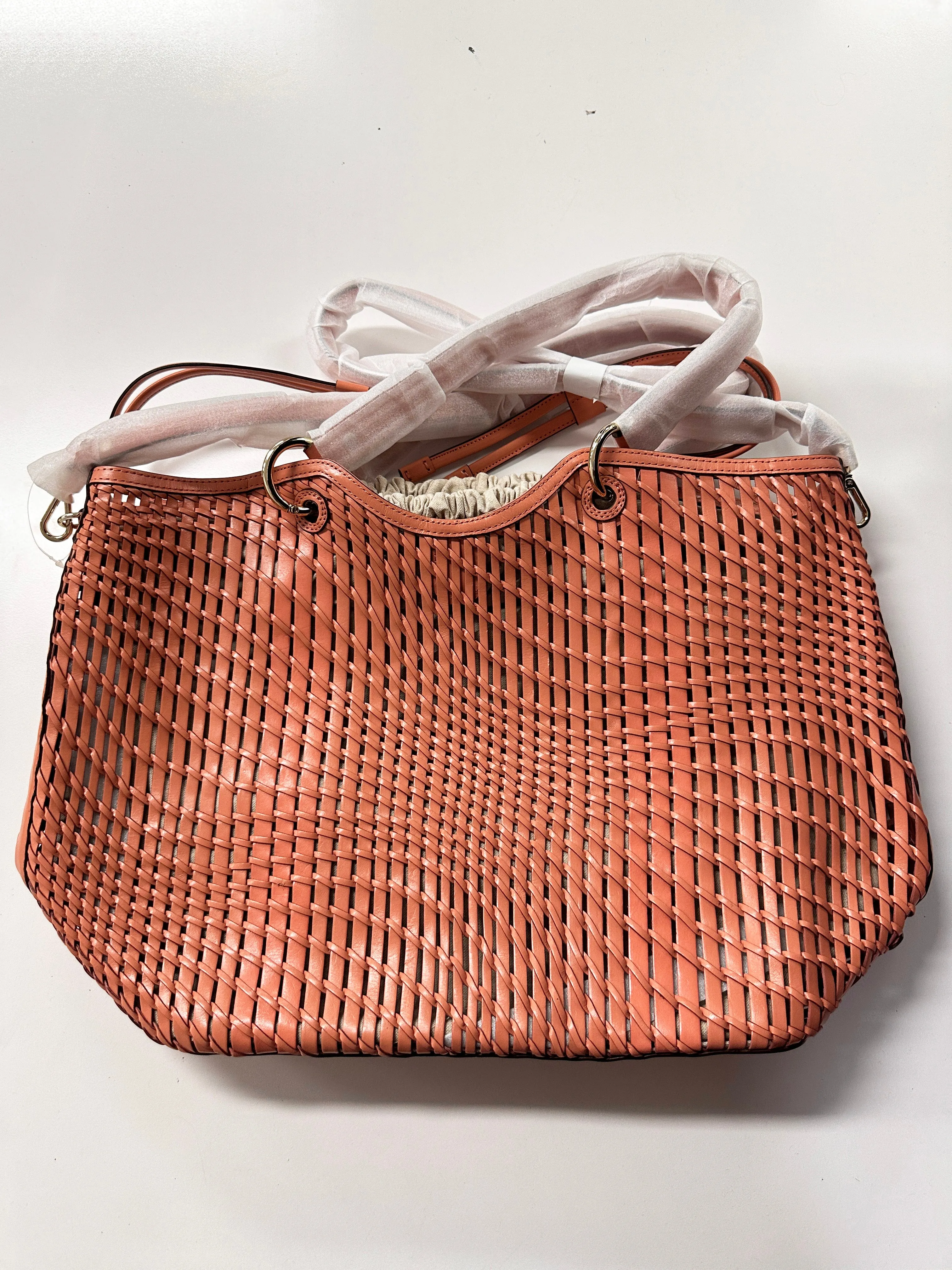 Genevieve Open Weave Tote in Apricot