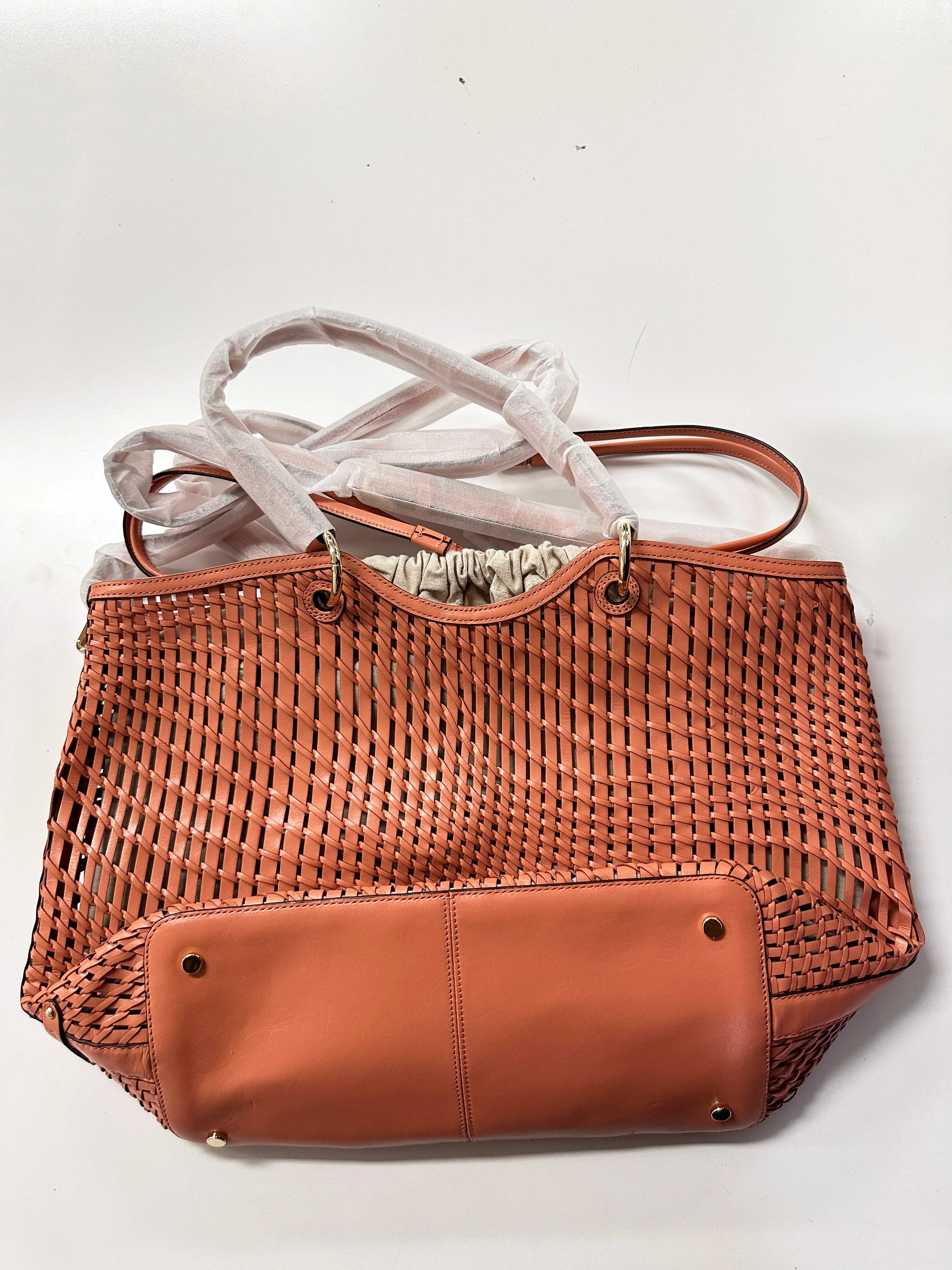 Genevieve Open Weave Tote in Apricot