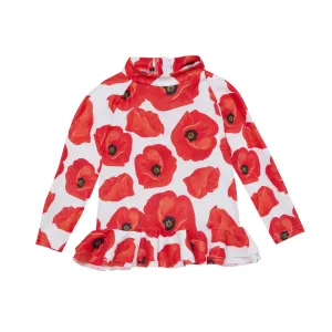 GIRL'S RASHGUARD RUFFLED POPPY