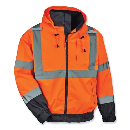 Glowear 8379 Class 3 Hi-vis Fleece Lined Bomber Jacket, Orange, Medium, Ships In 1-3 Business Days
