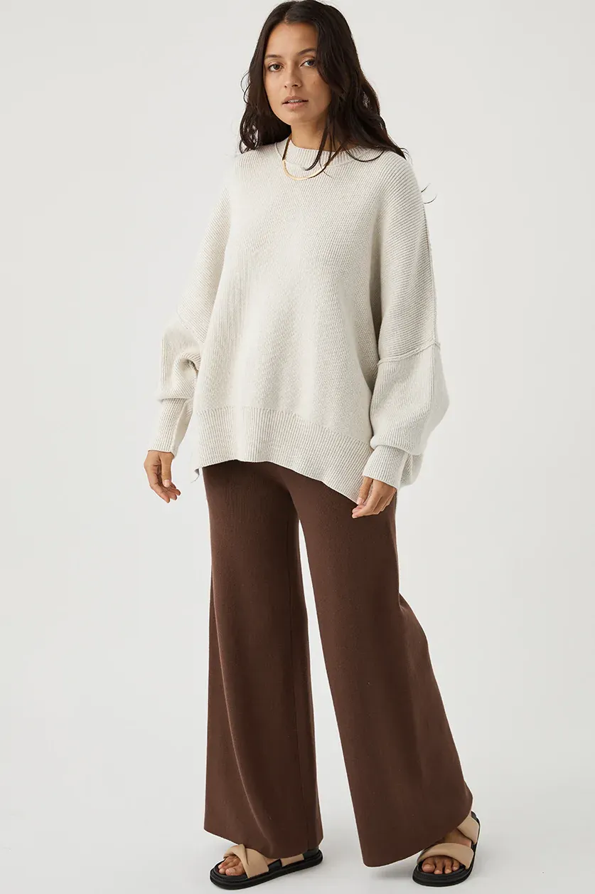 Harper Organic Knit Sweater - Grey Marle