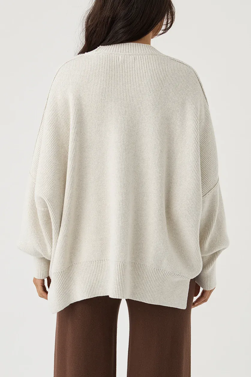 Harper Organic Knit Sweater - Grey Marle