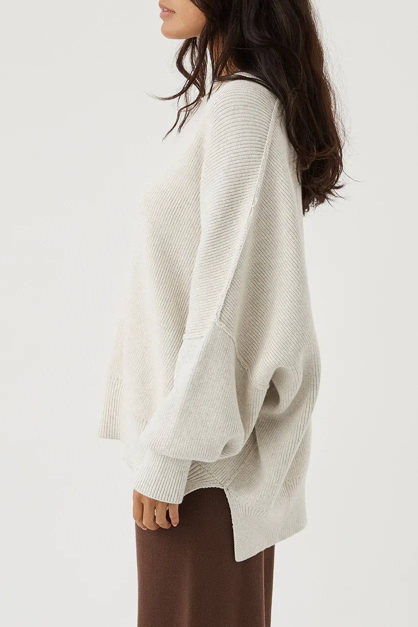 Harper Organic Knit Sweater - Grey Marle