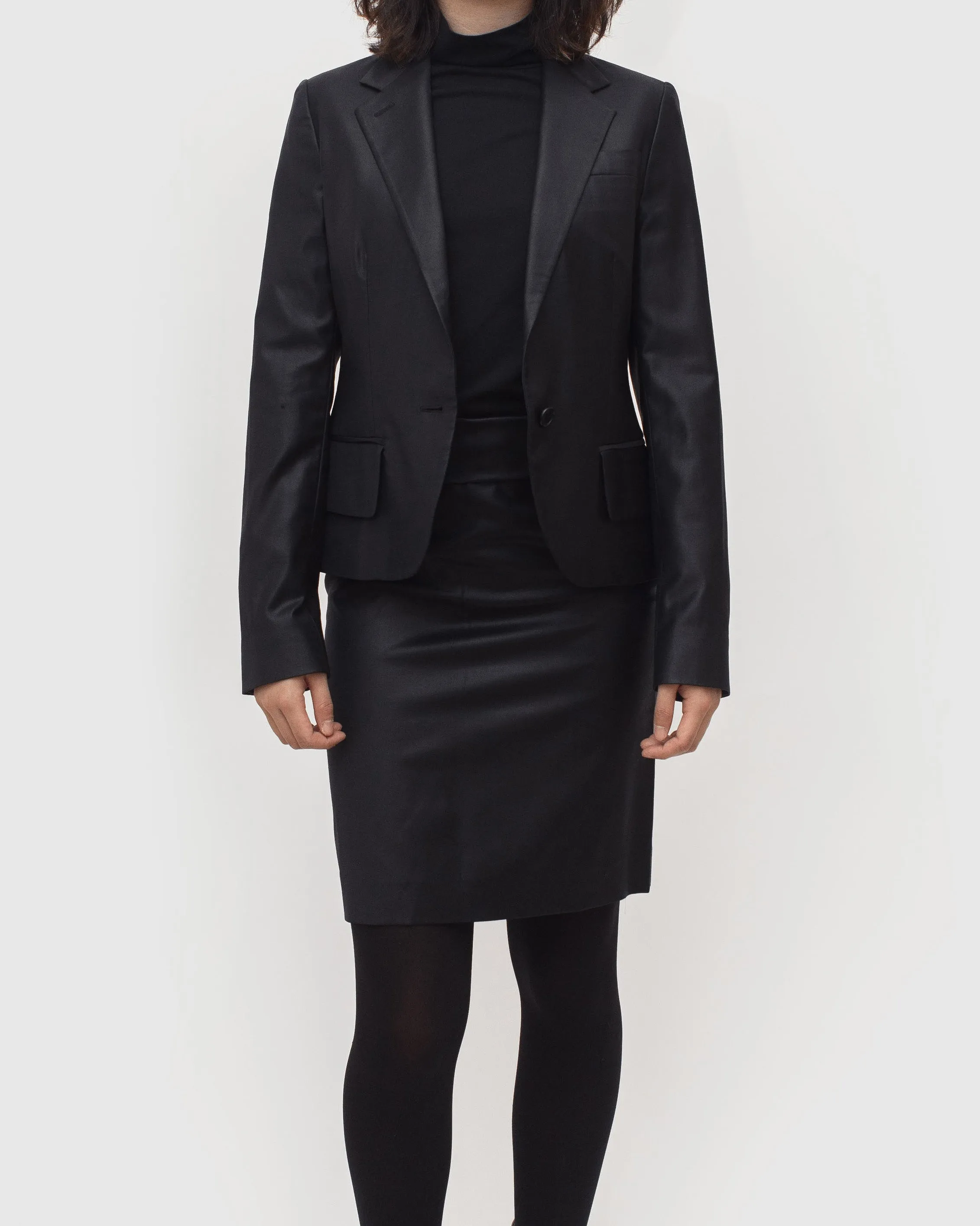 Helmut Lang SS05 Liquid Resin Coated Wool Suit & Skirt