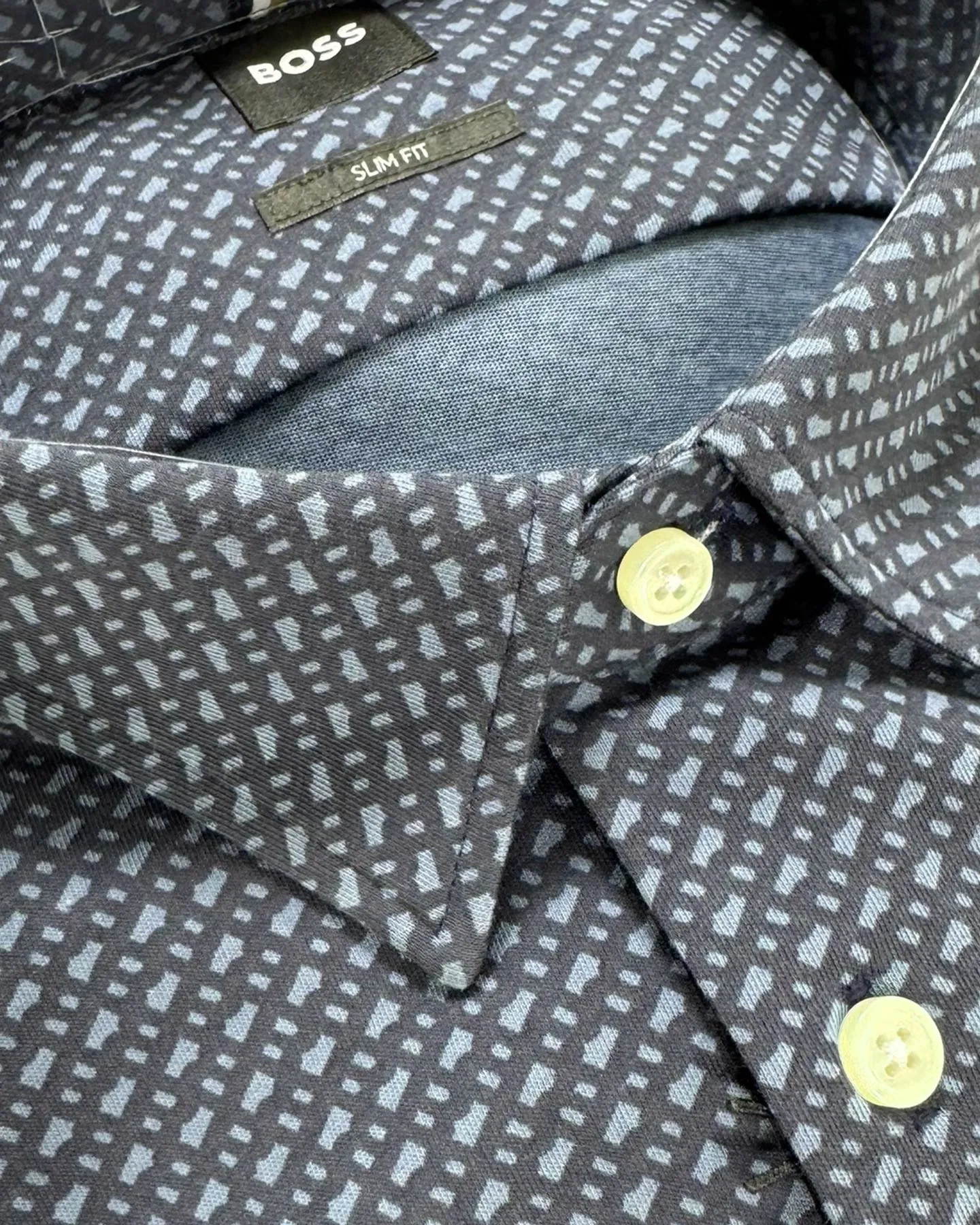 Hugo Boss Shirt Midnight Gray Pattern XXL Slim Fit SALE