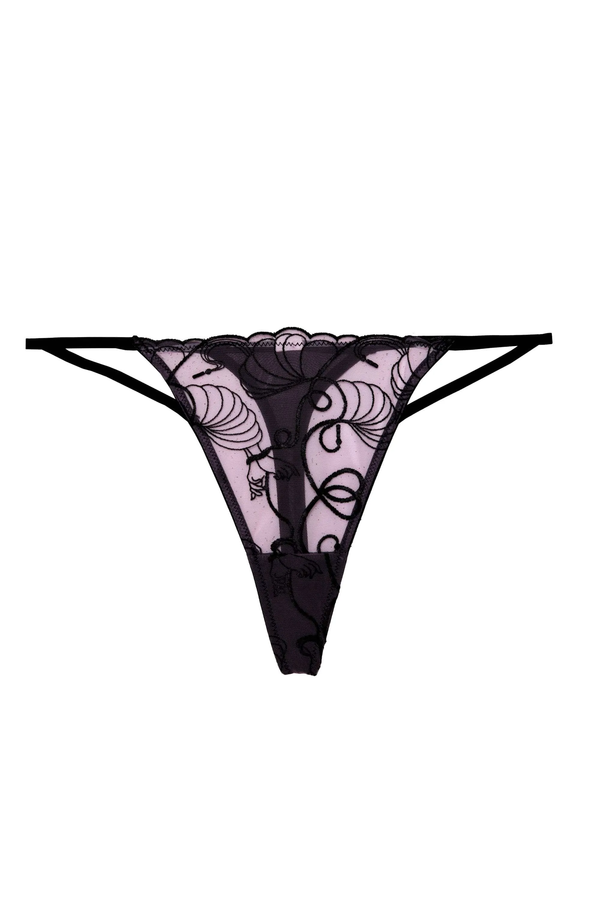Jessie Pink & Black Whip Embroidery Thong By Playful Promises - sizes 4-14 ( )