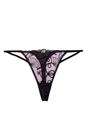 Jessie Pink & Black Whip Embroidery Thong By Playful Promises - sizes 4-14 ( )