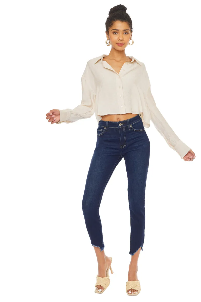 Kancan - Women's High Rise Hem Detail Skinny Jeans - KC7267