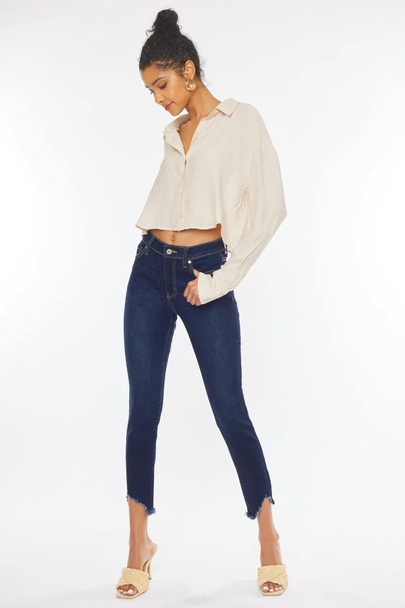 Kancan - Women's High Rise Hem Detail Skinny Jeans - KC7267