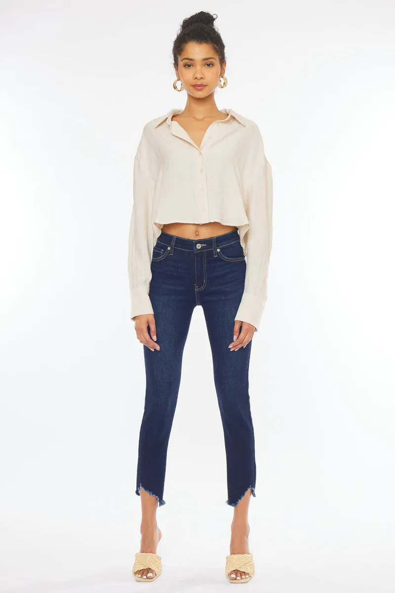 Kancan - Women's High Rise Hem Detail Skinny Jeans - KC7267
