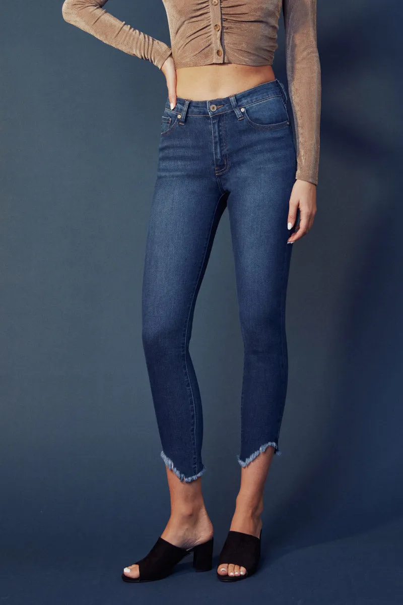 Kancan - Women's High Rise Hem Detail Skinny Jeans - KC7267
