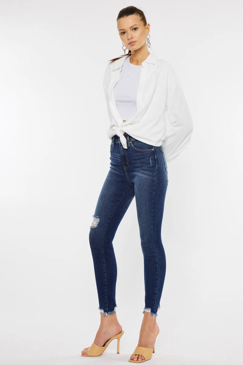 Kancan - Women's Super High Rise Distressed Ankle Skinny Jeans-kc8567 ST