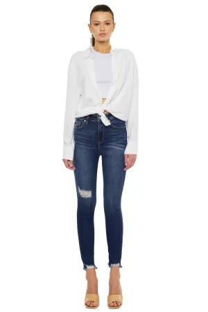Kancan - Women's Super High Rise Distressed Ankle Skinny Jeans-kc8567 ST