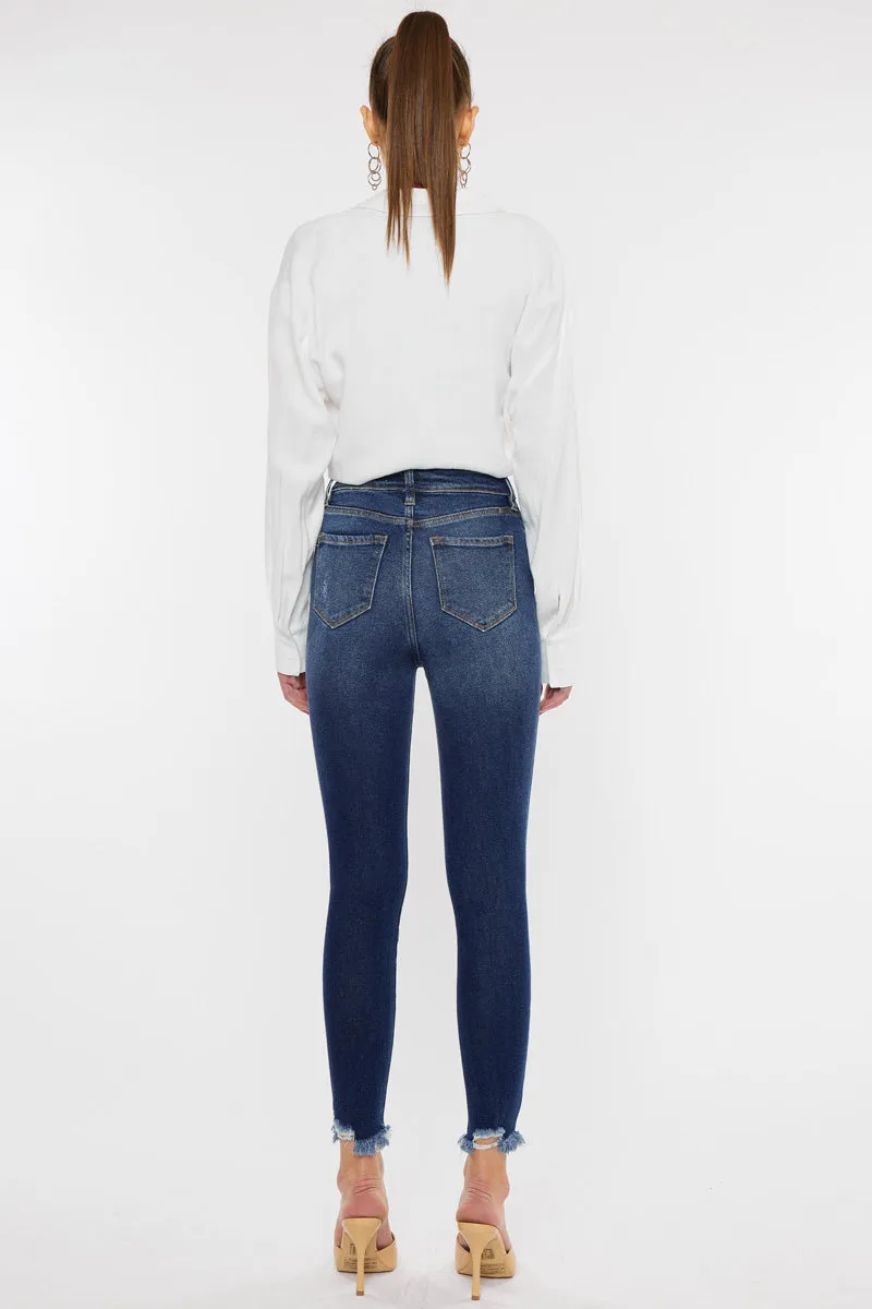 Kancan - Women's Super High Rise Distressed Ankle Skinny Jeans-kc8567 ST