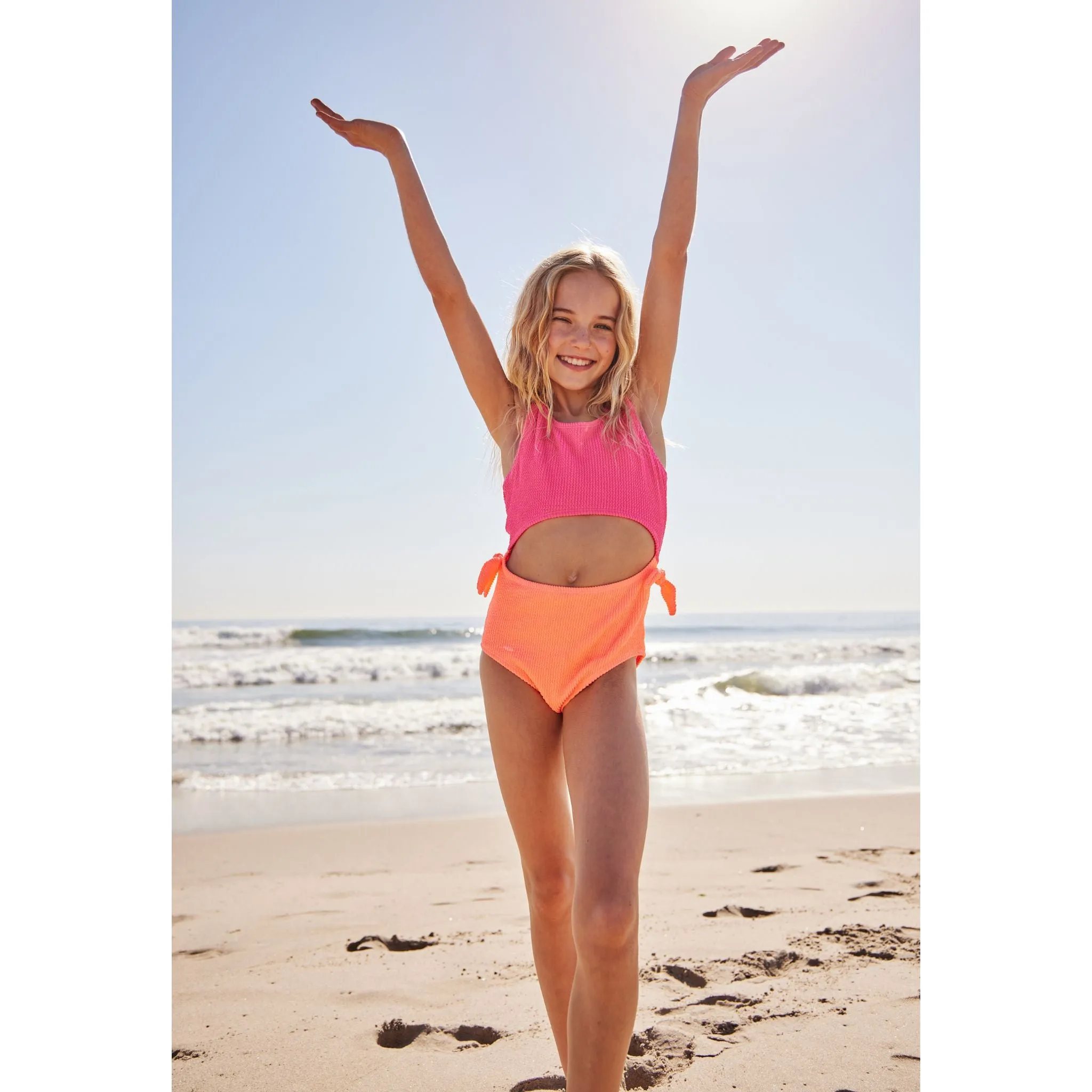 Kids (7-16) One Piece Swim Suit | Hot Pink