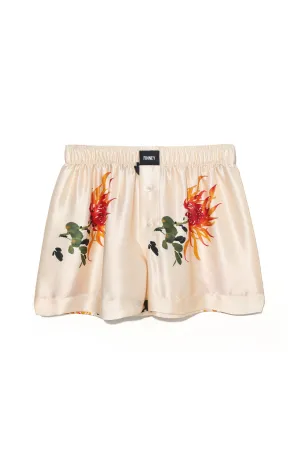 Le Weekend Silk Boxer Orange Chrysanthemum Woman