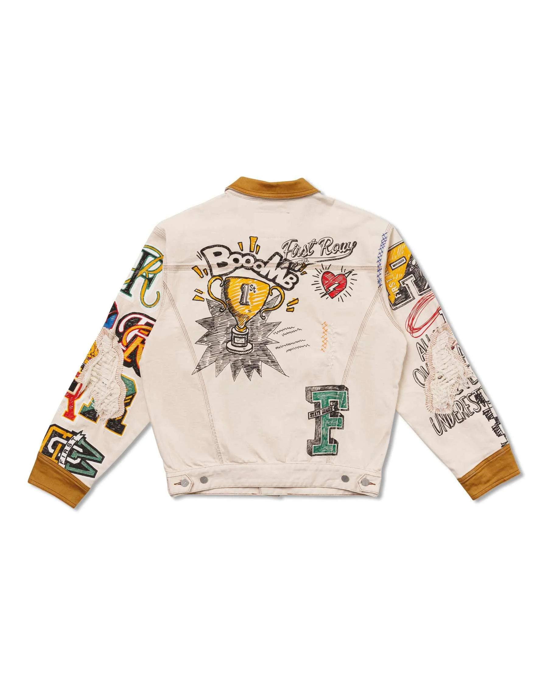 L.Khaki All Over Hand-Drawn Nostalgic Fit Trucker Jacket