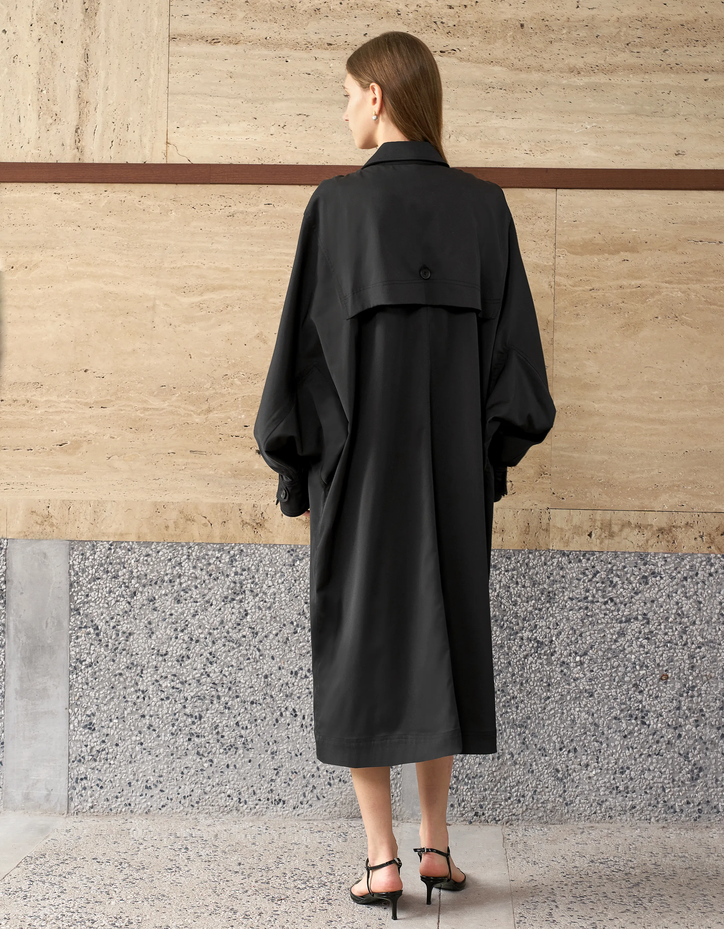 Loose Fit Batwing Sleeve Coat
