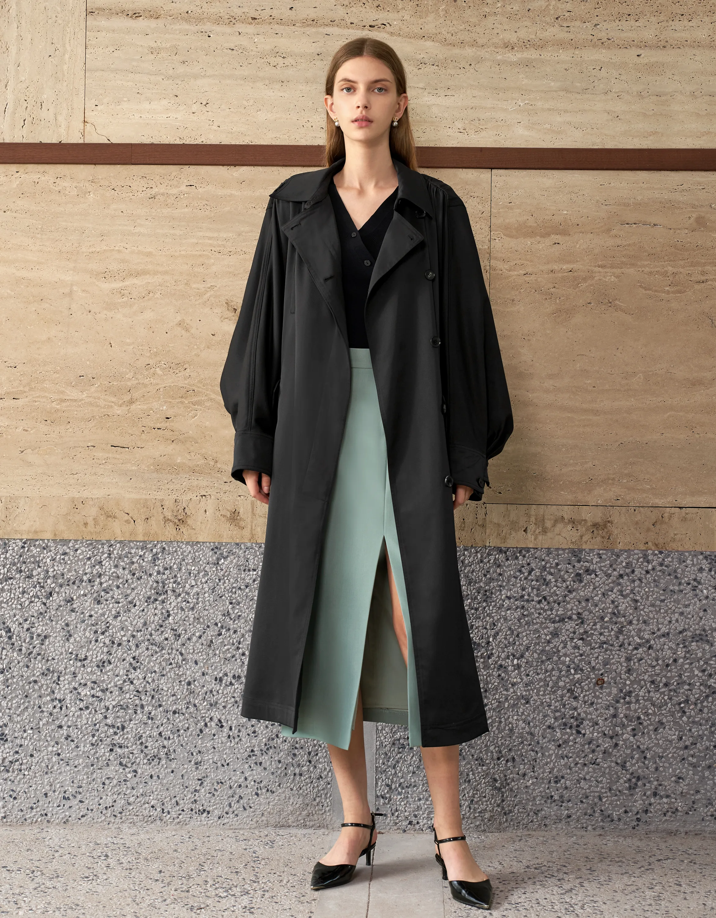Loose Fit Batwing Sleeve Coat