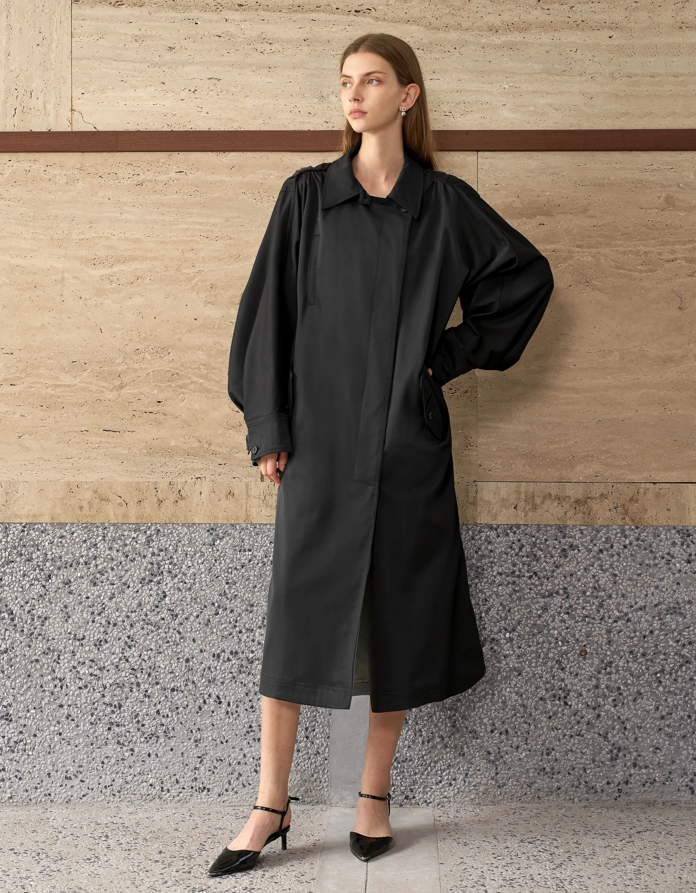 Loose Fit Batwing Sleeve Coat
