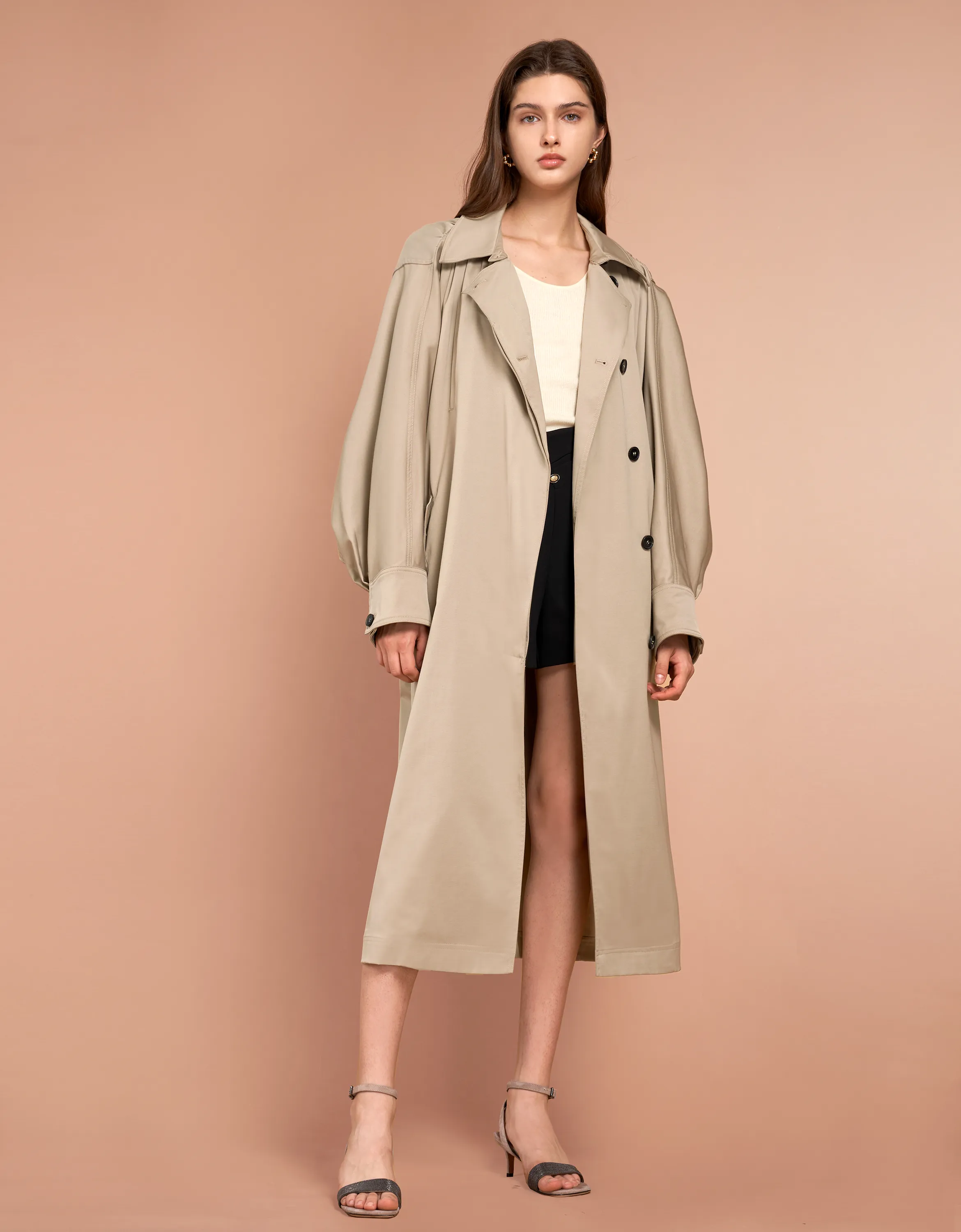 Loose Fit Batwing Sleeve Coat