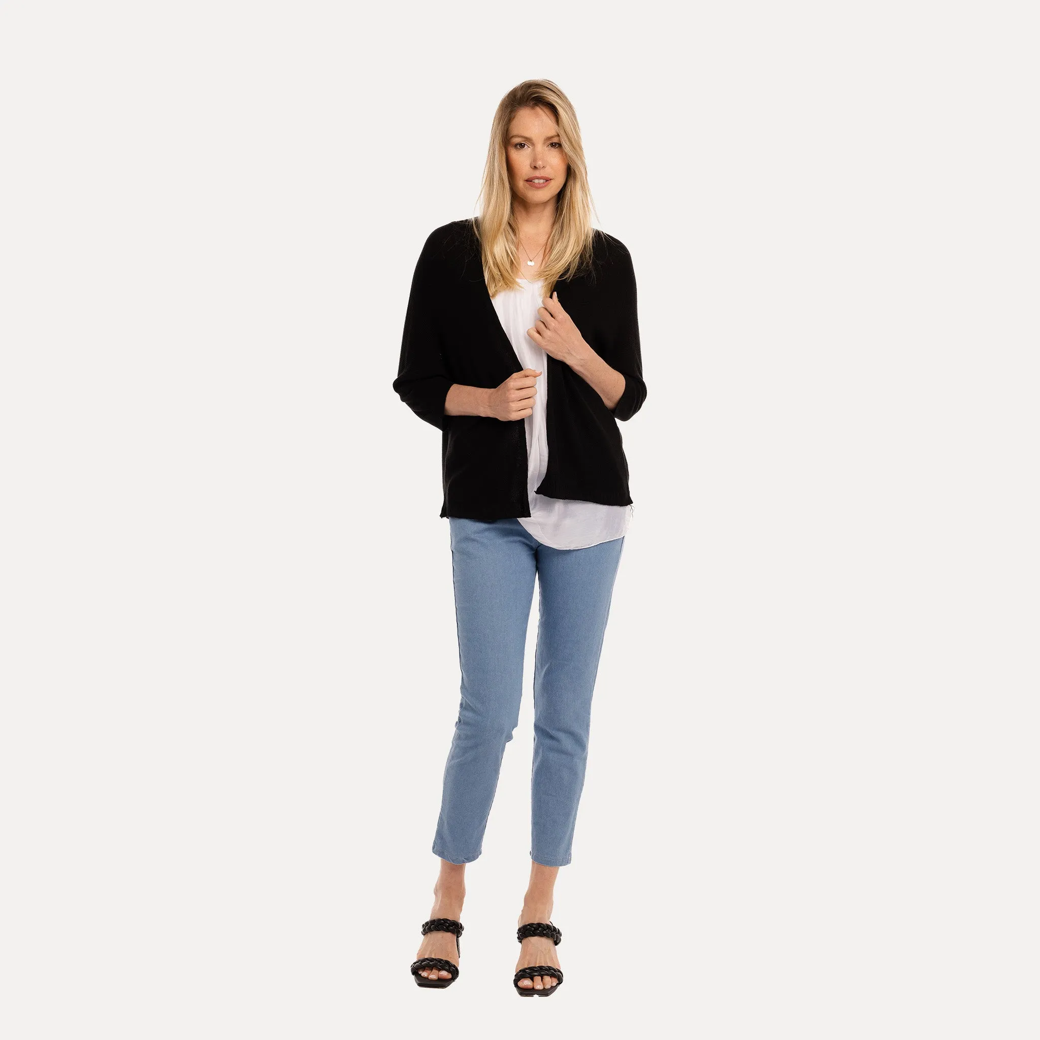 M Made in Italy  Women's Knitted Three-Quarter Sleeve Cardigan