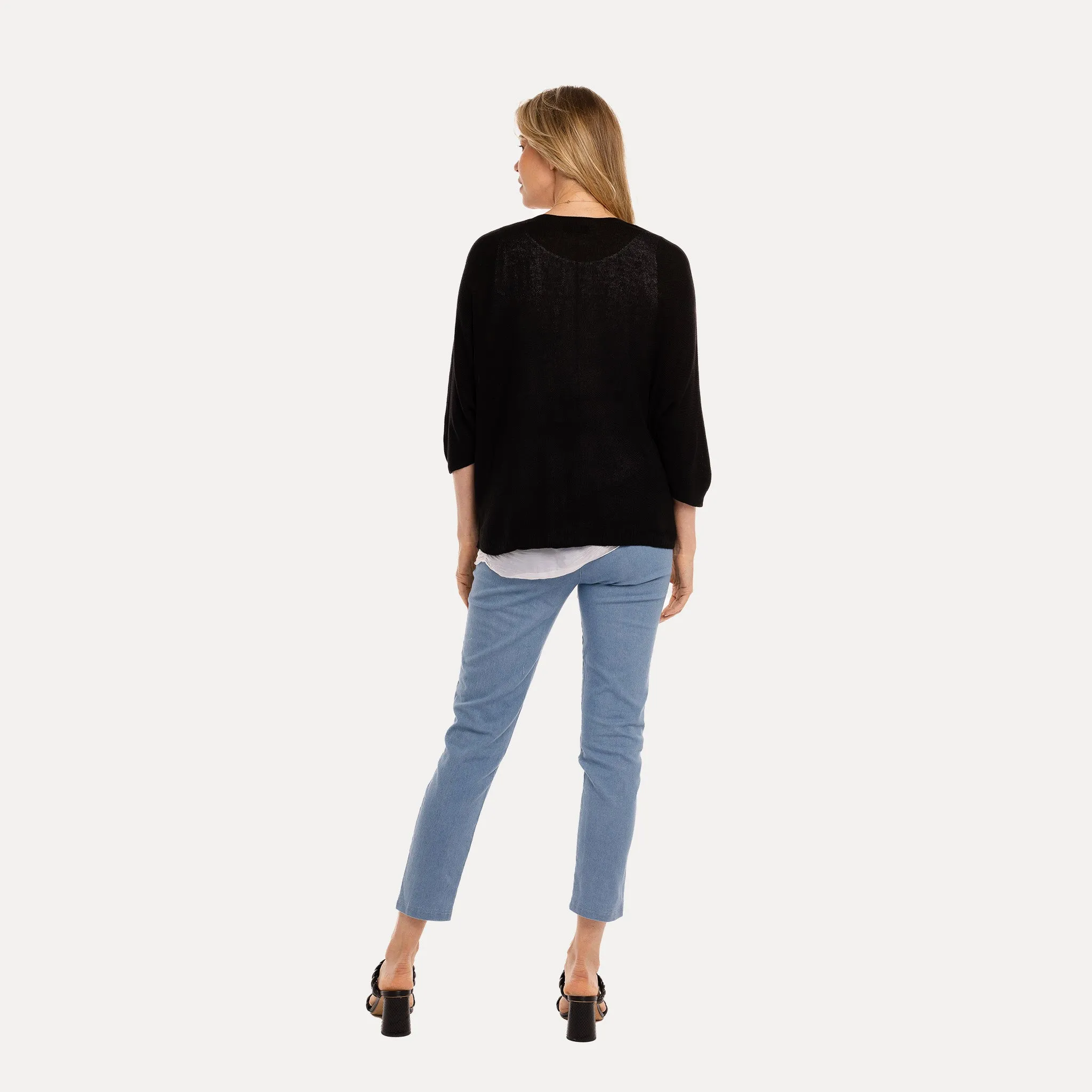 M Made in Italy  Women's Knitted Three-Quarter Sleeve Cardigan