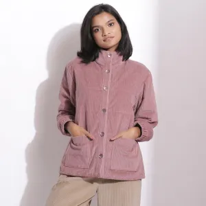 Mauve Warm Cotton Corduroy Quilted Puffer Jacket