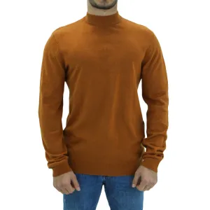 Men's Mock-Neck Plain Sweater,Camel