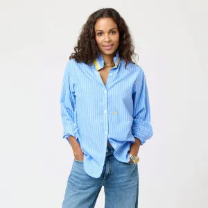 Mia Stripe Ruffle Shirt (Mid Blue)