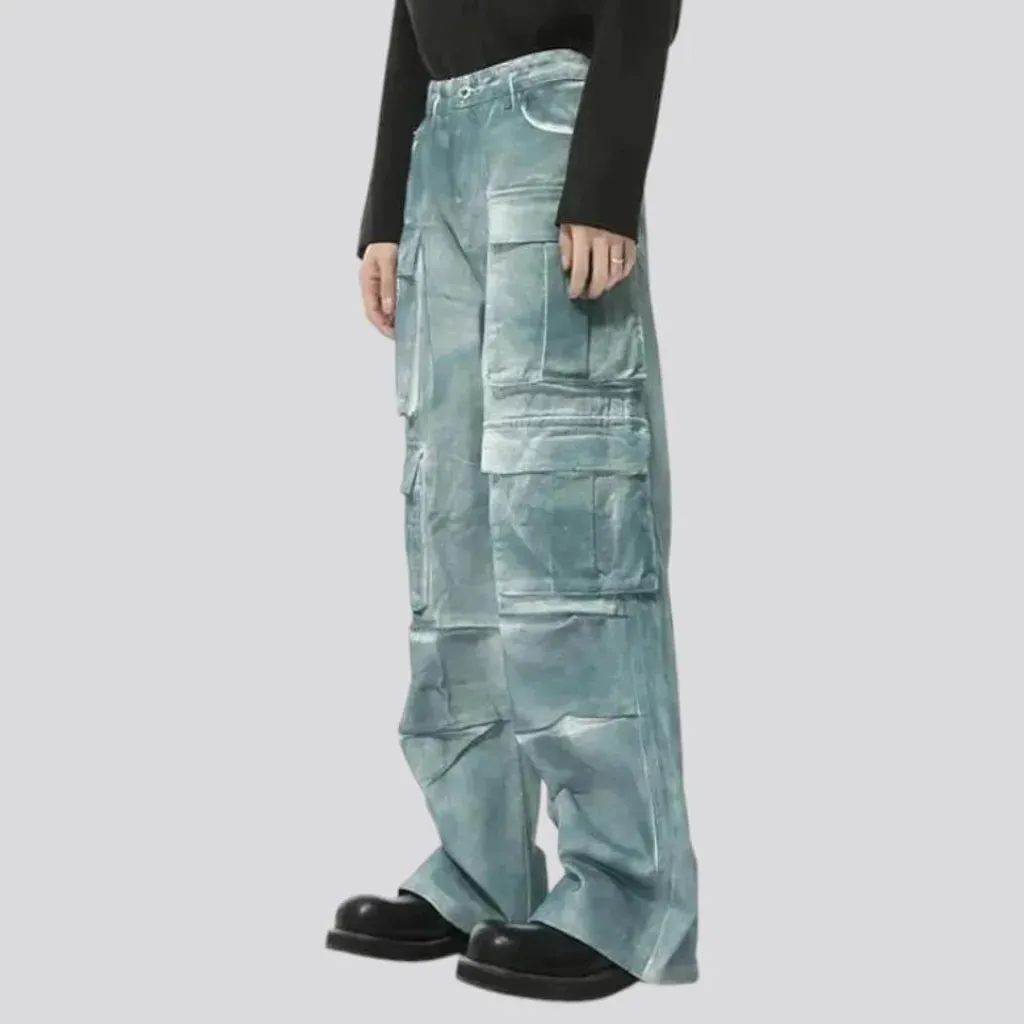 Mid-rise baggy boho men's denim pants